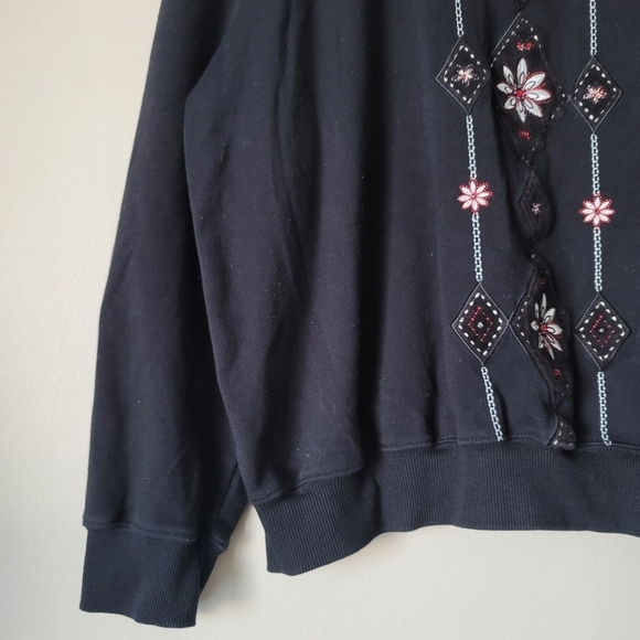 Alfred Dunner Vintage Embroidered Grandma Sweater Size XL Size Black - Picture 5 of 11